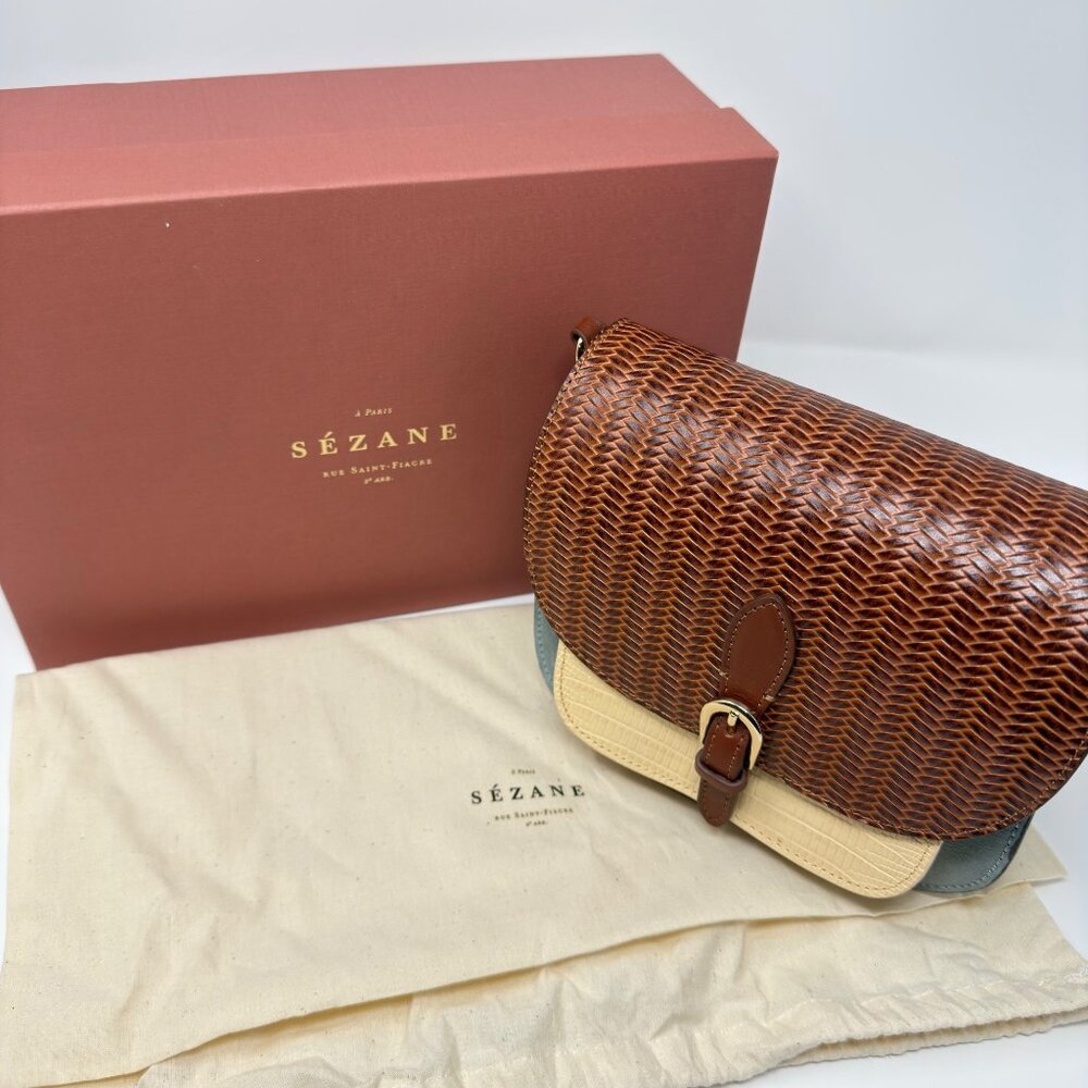 NWB Sézane Romeo Bag Leather Woven Textured Crossbody W/Box&Dust Bag - Picture 4 of 13